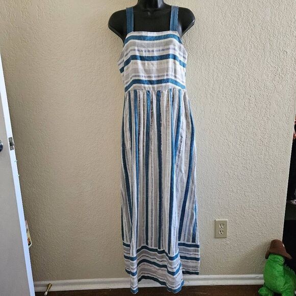 Anthropologie Blue and White Striped Maxi Dress - Picture 2 of 9